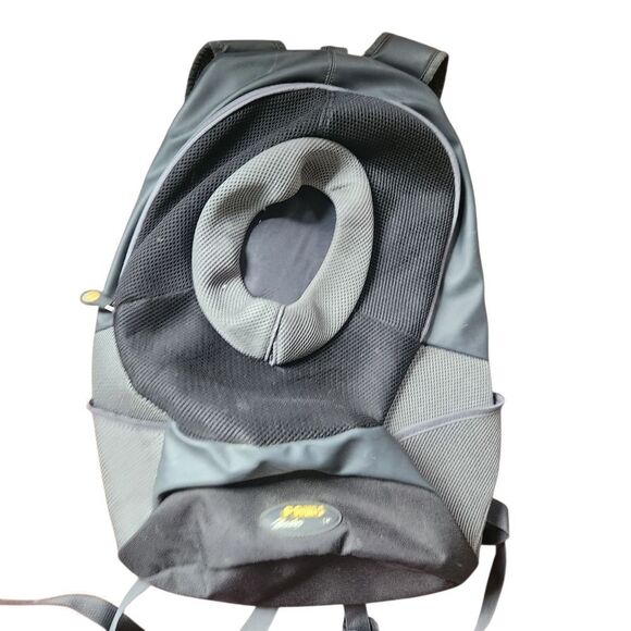 Wacky Paws Animal Backpack Large Black Gray Pet Transport Carrying Bag Head Hole - Picture 1 of 9